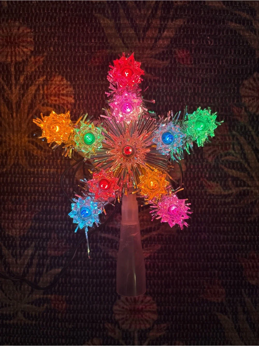 Silver Star Tree Topper with Multicolor Lights